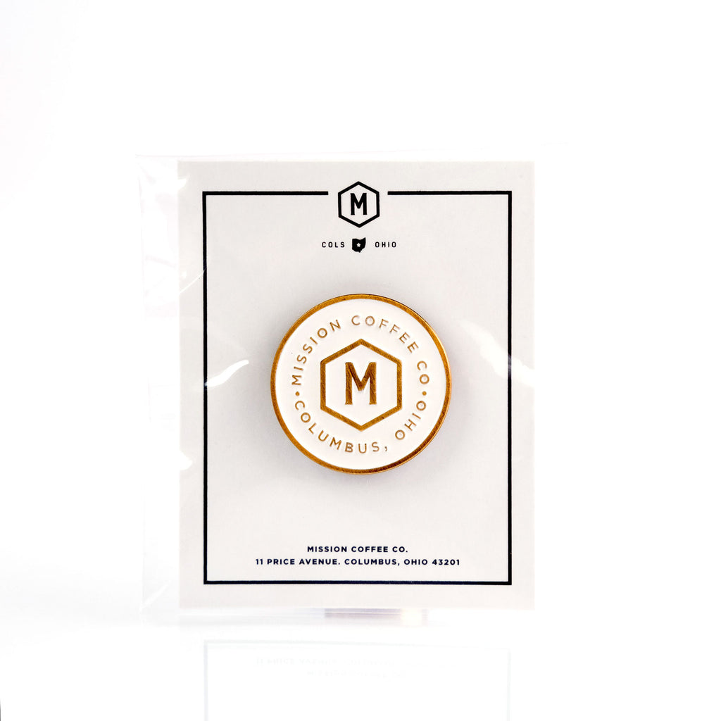 WHITE MISSION LOGO PIN - Mission Coffee Co. LLC